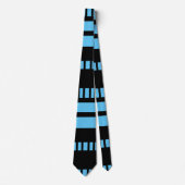 Stripes.Zwart Wit 01 L Blauw BG Stropdas (Voorkant)
