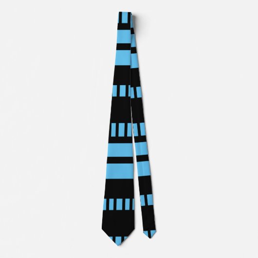 Stripes.Zwart Wit 01 L Blauw BG Stropdas (Voorkant)