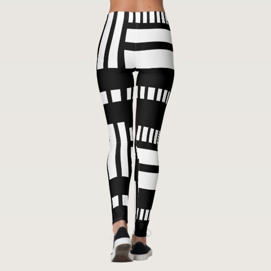 Stripes.Zwart Wit 01 Leggings (Achterkant)