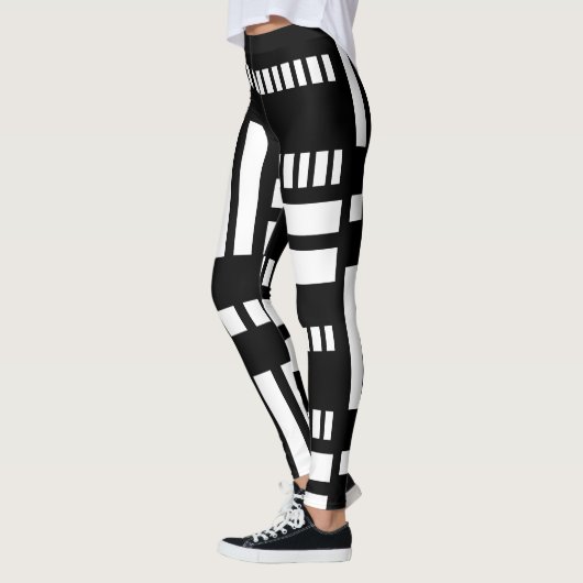 Stripes.Zwart Wit 01 Leggings (Links)