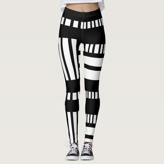 Stripes.Zwart Wit 01 Leggings (Voorkant)