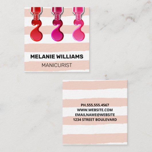 Stripespatroon | Nail Poolse Pour Vierkante Visitekaartje (Voorkant / Achterkant)