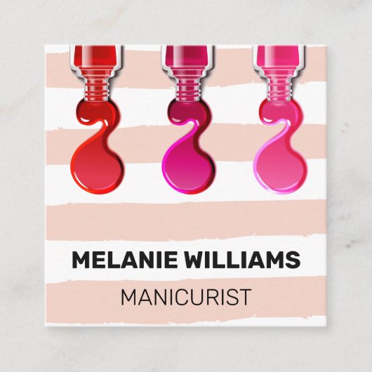 Stripespatroon | Nail Poolse Pour Vierkante Visitekaartje (Voorkant)