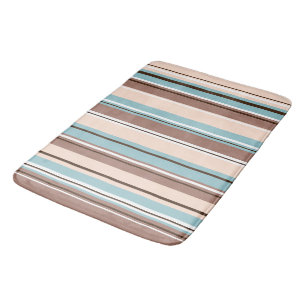 Stripey Design Verticaal Bruin Blauw Crème & Wit Badmat