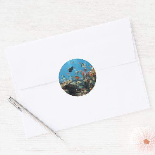 Stripey Fish Ronde Sticker (Envelop)
