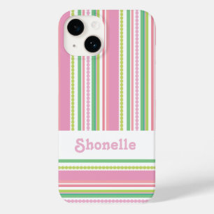 Stripey-kralen roze naam ifoon Case-Mate iPhone 14 hoesje