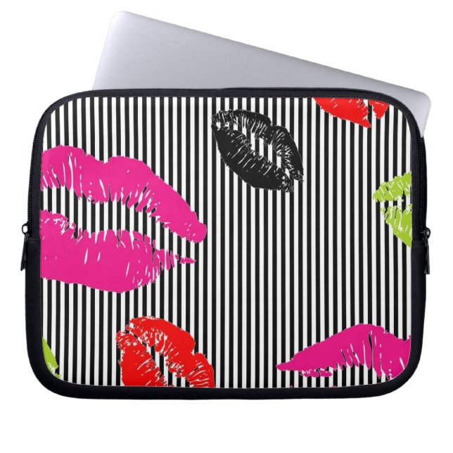 Stripey Lips-laptophoezen Laptop Sleeve (Voorkant)