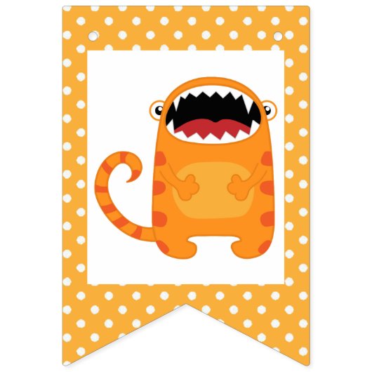 Stripey Oranje Little Monster Baby shower Vlaggetjes (Eerste vlag)