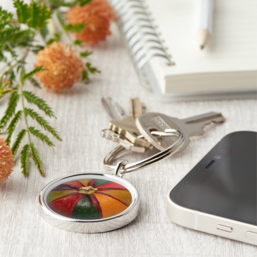 Stripey Pumpkin-sleutelhanger Sleutelhanger (Zijkant)