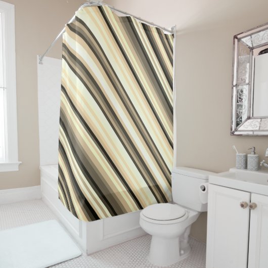 Stripey Sepia Shower Curtain Douchegordijn (In situ)