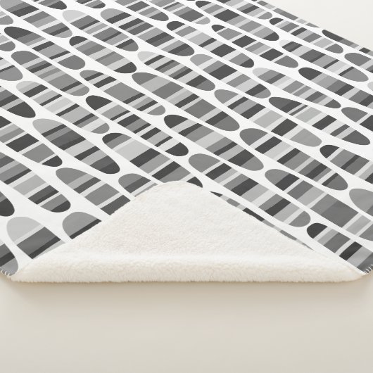 Stripey Strokes 120123 - Zwart-wit Sherpa Deken (3/4)