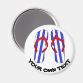 Stripey Teenslippers Beach Sandles Aangepaste teks Magneet (Voorkant / Achterkant)