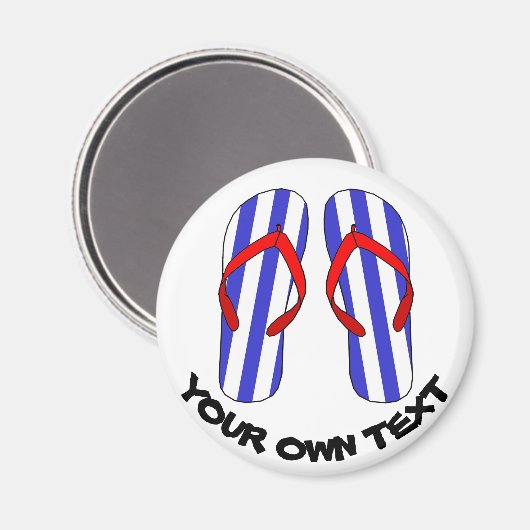 Stripey Teenslippers Beach Sandles Aangepaste teks Magneet (Voorkant / Achterkant)