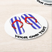 Stripey Teenslippers Beach Sandles Aangepaste teks Ronde Kartonnen Onderzetter (Gebogen)