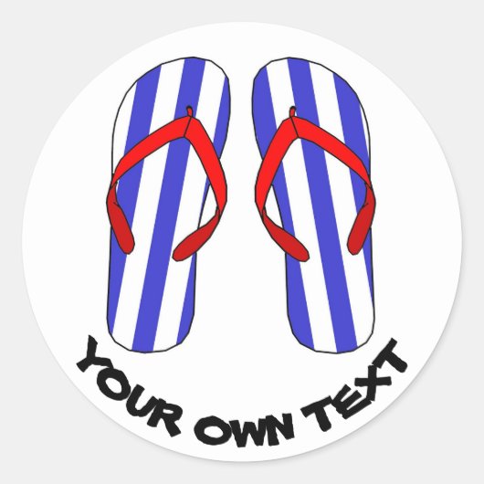 Stripey Teenslippers Beach Sandles Aangepaste teks Ronde Sticker (Voorkant)