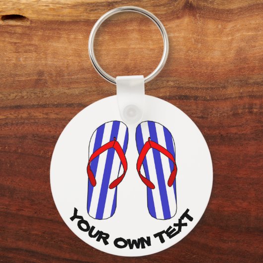 Stripey Teenslippers Beach Sandles Aangepaste teks Sleutelhanger (Achterkant)