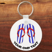 Stripey Teenslippers Beach Sandles Aangepaste teks Sleutelhanger (Voorkant)