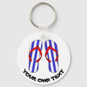 Stripey Teenslippers Beach Sandles Aangepaste teks Sleutelhanger (Achterkant)