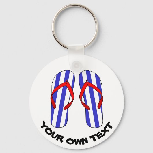 Stripey Teenslippers Beach Sandles Aangepaste teks Sleutelhanger (Achterkant)