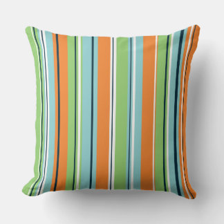 Stripey Verticaal Ontwerp Groene Blauwen Sinaasapp Kussen