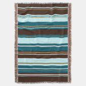 Stripey Vertical Design Brown Teals Cream & Gold Deken (Voorkant Verticaal)