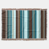 Stripey Vertical Design Brown Teals Cream & Gold Deken (Voorkant)