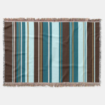 Stripey Vertical Design Brown Teals Cream & Gold