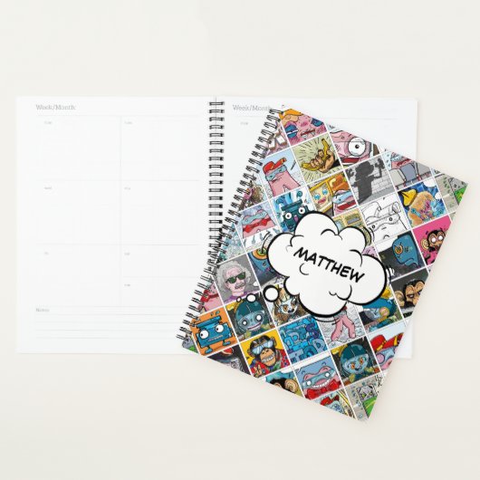 Stripfiguren Patroon Kinder spraak ballon naam Planner (Display)