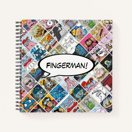 Stripfiguren Patroon Kinderen Spreekballon Naam Notitieboek (Voorkant)