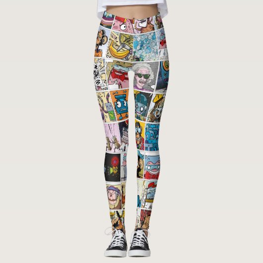 Stripfiguren Schattigee kleurrijke patroonpatronen Leggings (Voorkant)