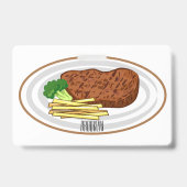 Stripfiguur illustratie van steak badge (Achterkant)