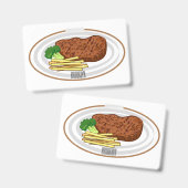 Stripfiguur illustratie van steak badge (Voor- en achterkant)