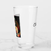 Stripfiguur in comicstijl met een cocktail glas (Links)