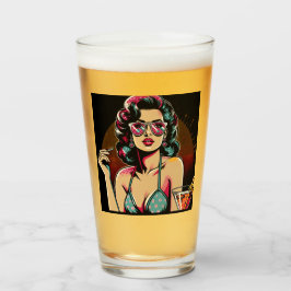 Stripfiguur in comicstijl met een cocktail glas