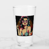 Stripfiguur in comicstijl met een cocktail glas (Voorkant)