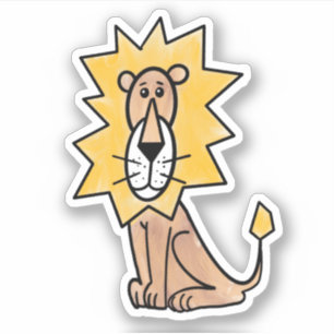 stripfiguur schattige leeuw kinderen retro safari sticker