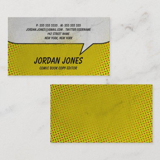  stripgele Halftone Visitekaartje (Voorkant / Achterkant)