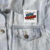 Stripheld Comicusstijl Vierkante Button 5,1 Cm (In situ)