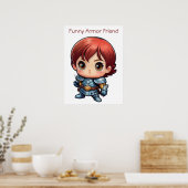 Stripheld Grappige Wapenrusting Vriend Kinderen Mu Poster (Keuken)