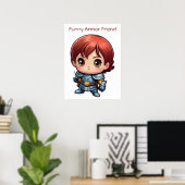 Stripheld Grappige Wapenrusting Vriend Kinderen Mu Poster (Thuiskantoor)