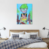Stripheld met groen haar canvas afdruk (Insitu (Slaapkamer))
