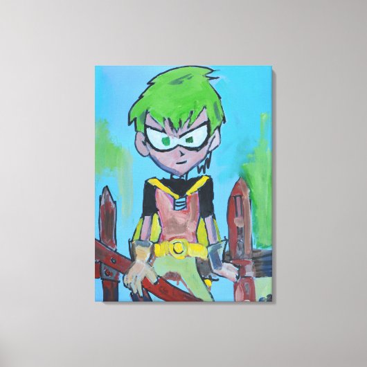 Stripheld met groen haar canvas afdruk (Voorkant)