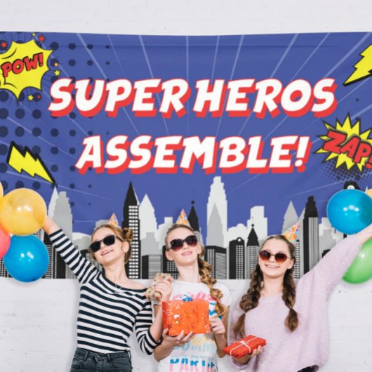 Stripheld Superheld Unieke Jongens Verjaardag Spandoek