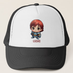 Striphelden Chibi Kid Karakter Trucker Hoed Pet