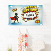 Stripheldennaam Jongen Verjaardag in Comic Stijl Spandoek (Insitu)