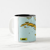 stripkaart van Cuba Tweekleurige Koffiemok (Voorkant links)