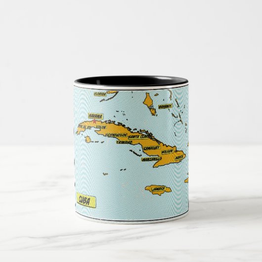 stripkaart van Cuba Tweekleurige Koffiemok (Center)