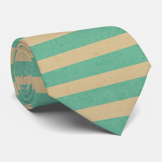 Stripped retro pattern in green and brown Kraft Stropdas (Opgerold)