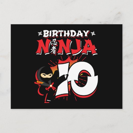 Strippenserie-stijl Ninja 10e Verjaardag voor 10-j Briefkaart (Voorkant)