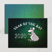 Strips Chinees Rat Nieuwjaar 2020 Groene Postkaart (Voorkant / Achterkant)